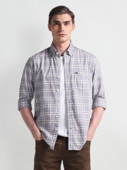 Arrow Sports - Tartan Check Cotton Grey Casual Shirt