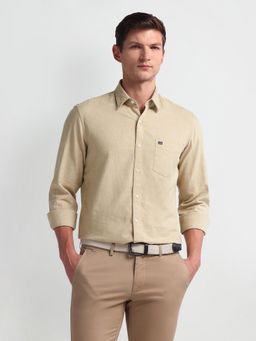 Arrow Sports - Heathered Manhattan Slim Beige Casual Shirt