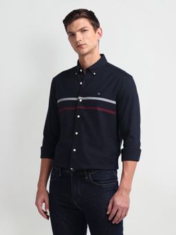 Arrow Sports - Manhattan Slim Fit Cotton Navy Blue Casual Shirt