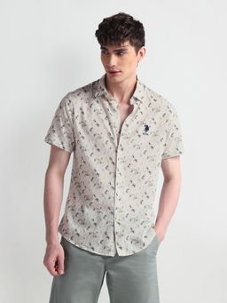 U.S. POLO ASSN. - Short Sleeve Slim Fit Floral Green Casual Shirt