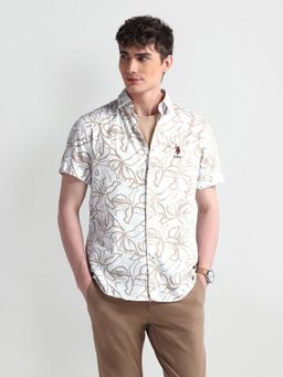 U.S. POLO ASSN. - Slim Fit Floral Off White Casual Shirt