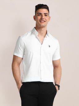 U.S. POLO ASSN. - Tailored Regular Fit Solid White Casual Shirt