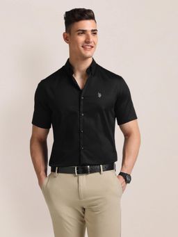 U.S. POLO ASSN. - Tailored Regular Fit Solid Black Casual Shirt