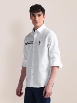 U.S. POLO ASSN. - Long Sleeve Graphic Print White Casual Shirt