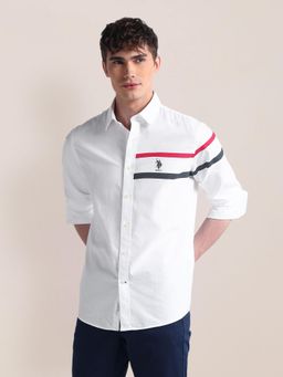 U.S. POLO ASSN. - Long Sleeve Solid Brand White Casual Shirt