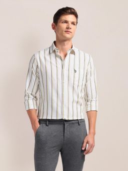 U.S. POLO ASSN. - Pure Cotton Stripes Yellow Casual Shirt