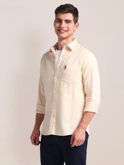 U.S. POLO ASSN. - Tailored Fit Pure Cotton Yellow Casual Shirt