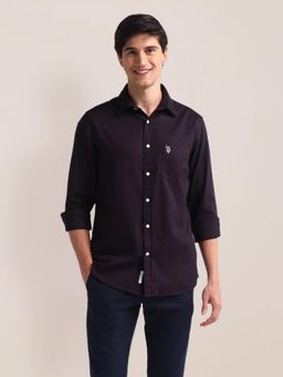 U.S. POLO ASSN. - Tailored Fit Pure Cotton Purple Casual Shirt