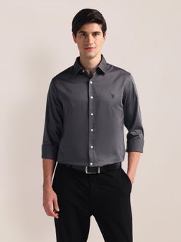 U.S. POLO ASSN. - Tailored Fit Pure Cotton Grey Casual Shirt