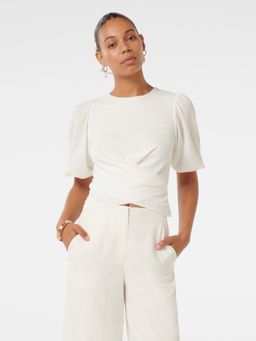 Forever New - Women White Willa Wrap Textured Crop Top