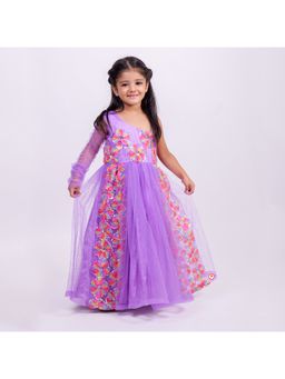 PiccoRicco - Lilac Net Party Gown with Scranchi & Hair Band