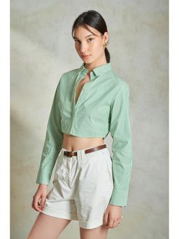 Virgio - Curved Hem Cropped Shirt