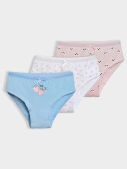 Mi Arcus - Multicolor Cotton Knitted Panties for Baby Girls (Pack of 3)