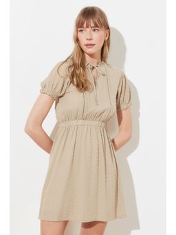 Trendyol - Womens Brown Textured Mini Dress