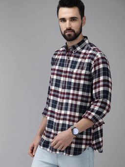The Bear House - Men Multicolour Slim Fit Checked Fannel Casual Shirt