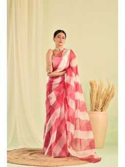 Sutra Attire - Red Organza Zari Saree with Unstitched Blouse
