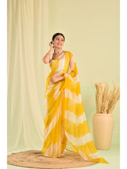 Sutra Attire - Yellow Organza Zari Saree with Unstitched Blouse