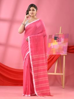 Angoshobha - Light Pink Cotton All Body Buti Handloom Saree with Unstitched Blouse