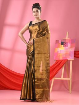 Angoshobha - Copper Zari Cotton Handloom Tissue Saree with Unstitched Blouse