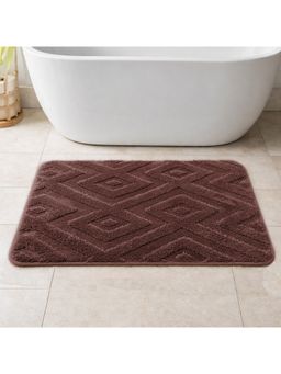 LUXEHOME INTERNATIONAL - Brown Microfiber Bathroom Anti Slip Bahrain Multi Arc Bath Mat