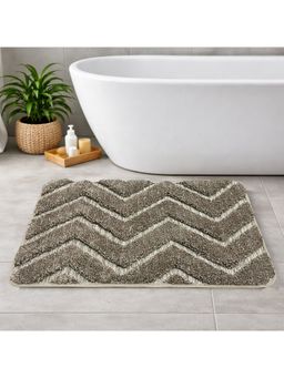 LUXEHOME INTERNATIONAL - Brown Microfiber Bathroom Anti Slip Austria Zigzag Bath Mat