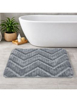 LUXEHOME INTERNATIONAL - Grey Microfiber Bathroom Anti Slip Austria Zigzag Bath Mat