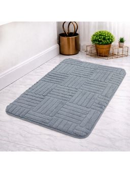 LUXEHOME INTERNATIONAL - Blue Microfiber Bathroom Anti Slip Bahrain Multi Arc Bath Mat