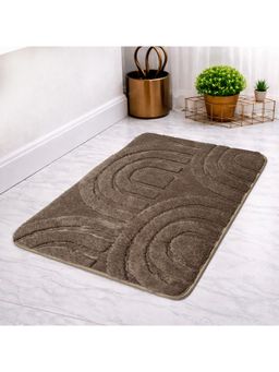 LUXEHOME INTERNATIONAL - Brown Microfiber Bathroom Anti Slip Bahrain Multi Arc Bath Mat