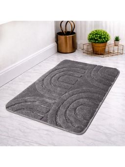 LUXEHOME INTERNATIONAL - Grey Microfiber Bathroom Anti Slip Bahrain Multi Arc Bath Mat
