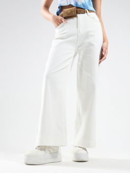 Sera - White High Waist Bootcut Leg Jeans
