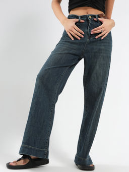 Sera - Navy Blue High Waist Bootcut Stretchable Jeans