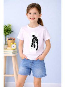 MALKIAT - Girls White Blaze Shadow Printed Cotton T-shirt