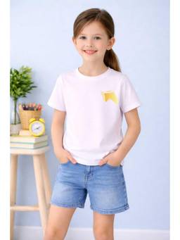 MALKIAT - Girls White Sunfire Horse Printed Cotton T-shirt
