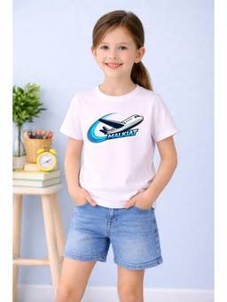 MALKIAT - Girls White Jet Rush Printed Cotton T-shirt