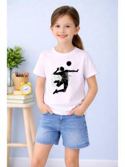 MALKIAT - Girls White Kick And Fly Printed Cotton T-shirt