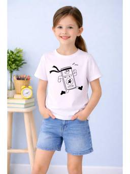 MALKIAT - Girls White Run To The Beat Printed Cotton T-shirt