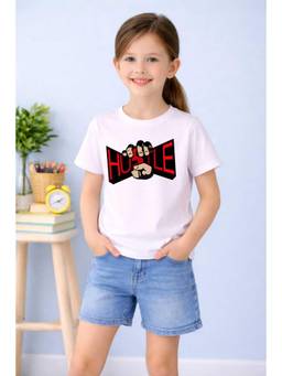 MALKIAT - Girls White No Quit Kid Printed Cotton T-shirt