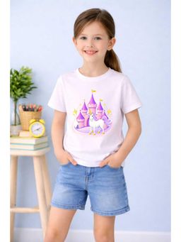 MALKIAT - Girls White Unicorn Dreams Printed Cotton T-shirt