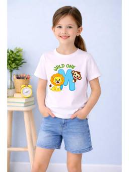 MALKIAT - Girls White Little Lion Wild One Printed Cotton T-shirt