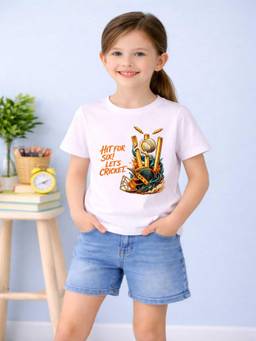 MALKIAT - Girls White Smash Six Printed Cotton T-shirt