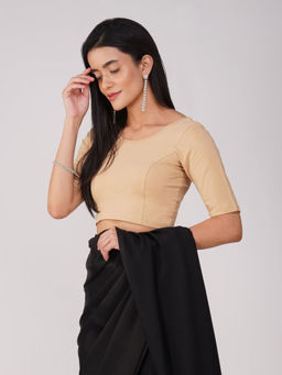 Swtantra - Women Comfort Ease 4-Way Stretch Nude Short Sleeve Stitched Blouse