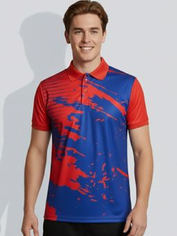 Greylongg - Blue Comfortable Men Collar Neck Polo T-Shirt