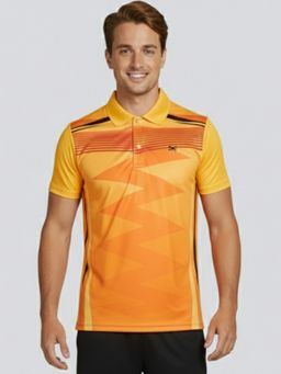 Greylongg - Orange Comfortable Men Collar Neck Polo T-Shirt