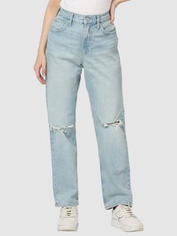 GAP - Womens High-Rise Ripped Regular Fit Jeans