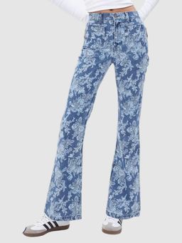 GAP - Womens High-Rise Regular Fit Floral Boot-Cut Jeans