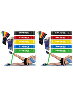 Strauss - Pack of 2 Exercise Latex Resistance Bands - Multi Color