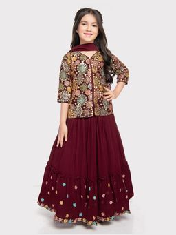 Tiny Kingdom - Maroon Colored Lehenga Choli With Dupatta