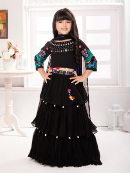 Tiny Kingdom - Black Colored Lehenga Choli With Dupatta