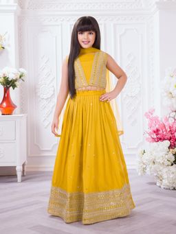 Tiny Kingdom - Georgette Woven Choli and Lehenga With Dupatta - Yellow
