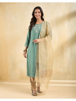 Fabindia - Beige Natural Cotton Silk Blend Dupatta